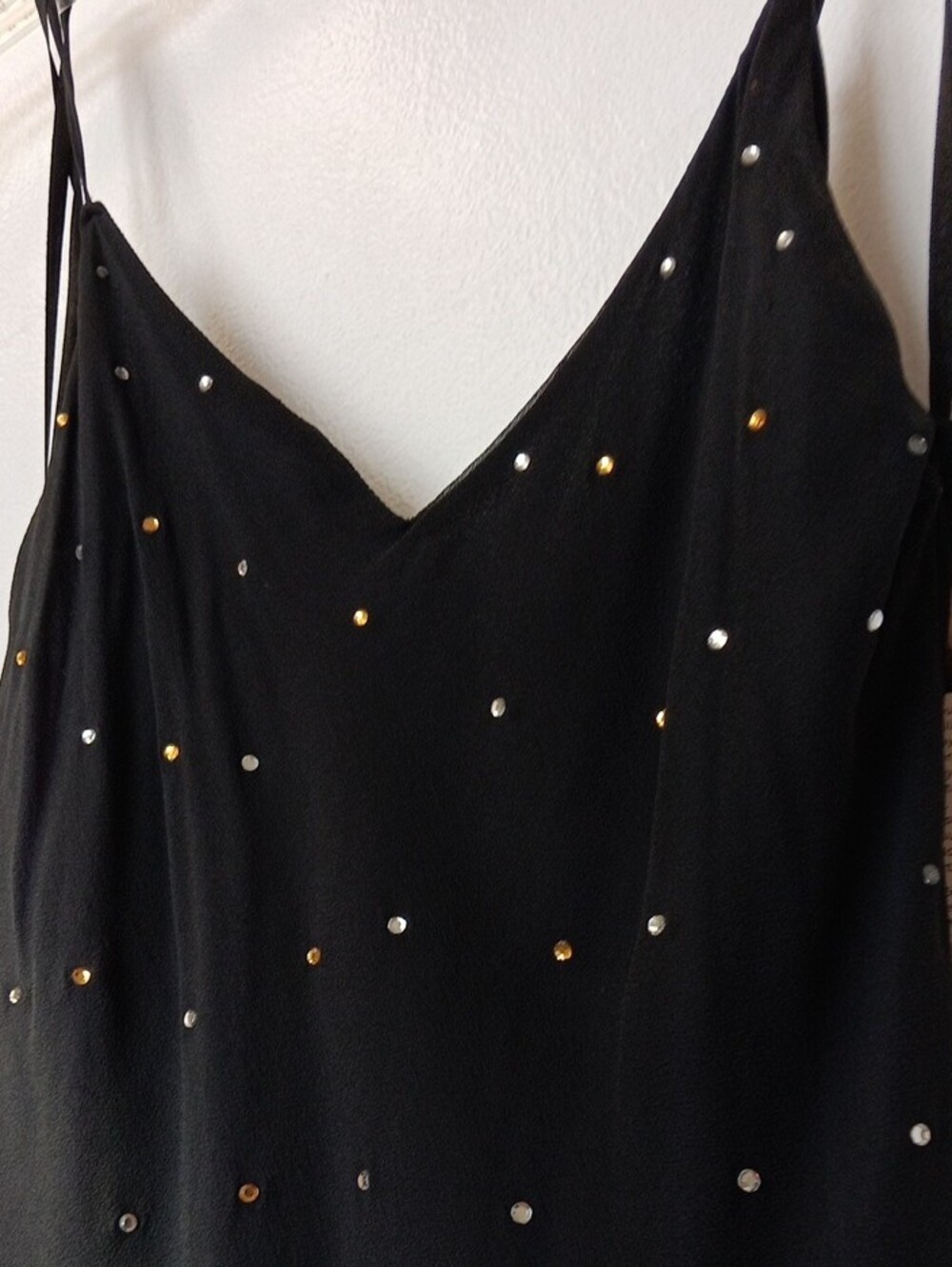 Vintage Beaded Ombre Spaghetti-Strap Maxi Dress in Black and Tan 606 - Picture 14 of 16